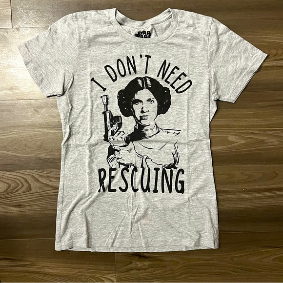 Star Wars Tops - Star Wars T-Shirt Women's Medium Fitted Princess Leia in Gray with Black